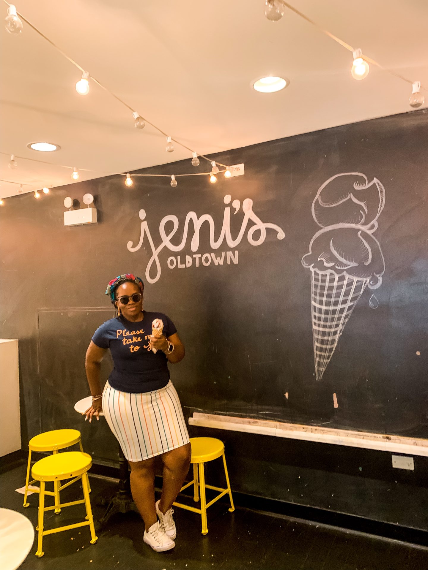 Binja the Africancocktail eating ice cream in Jeni's Splendid Ice Cream Parlor in Chicago Illinois